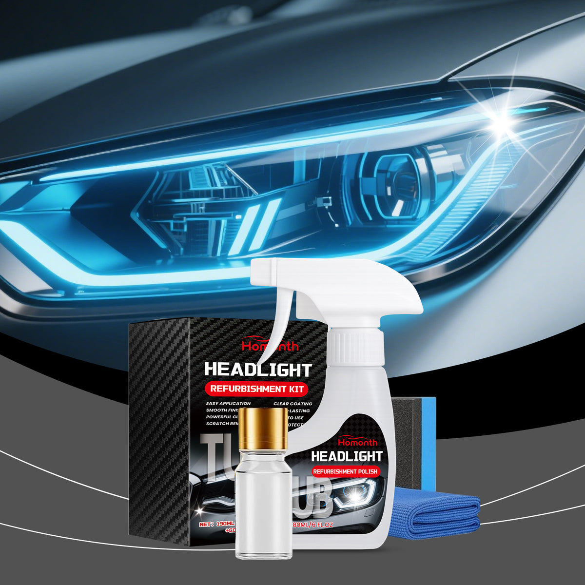 Car headlight care set